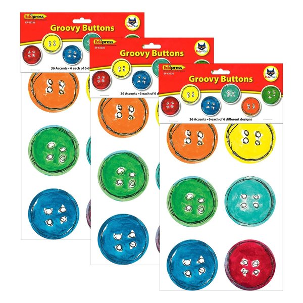 Edupress Pete the Cat® Groovy Buttons Accents, 36 Pieces, PK3 TCR63236